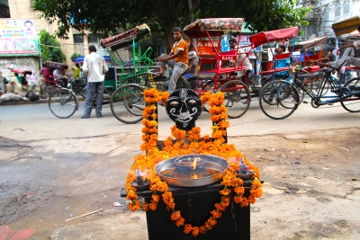 Rickshaws and puja