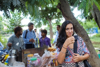 Resham drinking chai