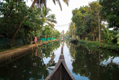 A canal in Kainakary, a village in Kerala's backwaters.